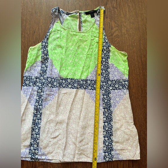 J. Crew Colorblock/Patchwork Windowpane Ditsy Floral Silk Tank - Size 4 - Picture 7 of 7